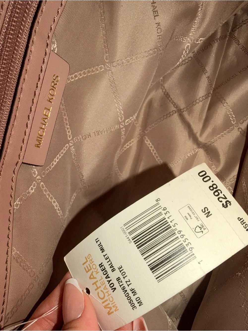 Michael Kors Voyager Medium Signature Tote Blush Pink Cream Gold Hardware